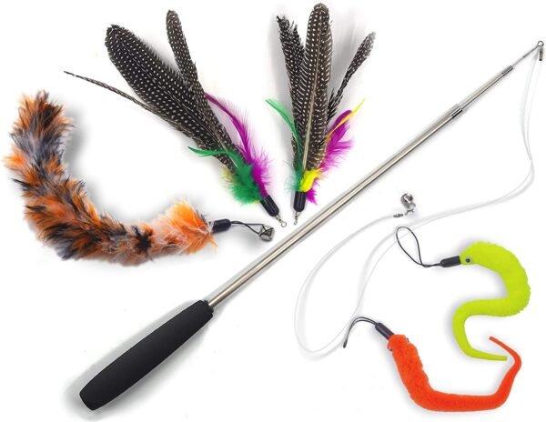 Retractable Interactive Feather Teaser Cat Toy