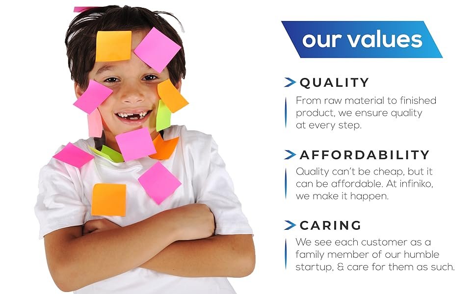 inifniko brand story, sticky notes, quality, customer care