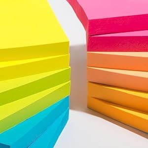 colorful sticky notes, neon colors, pink, yellow, orange, green, blue, rose