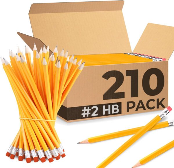 210 Pack Pre Sharpened Pencils 2, Pencils for Kids With Top Erasers, Bulk School & Teacher Supplies, 2 HB, Pre Sharpened for Easy Use, Easy Hold Grip, Bulk Classroom & Office Supplies